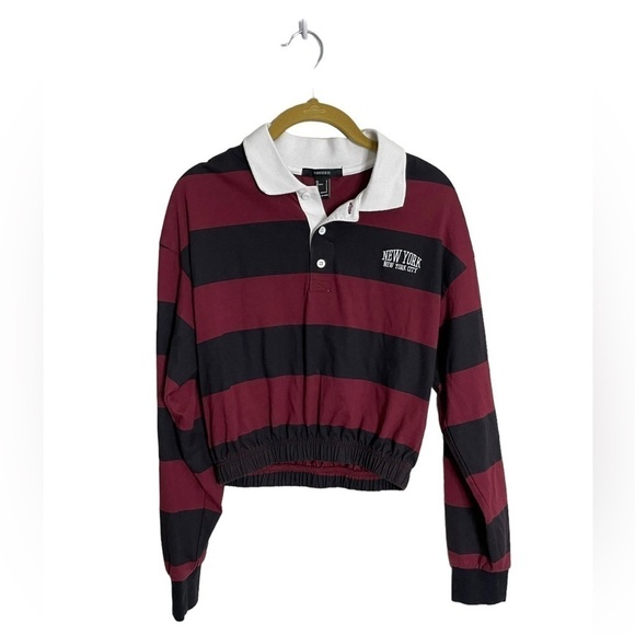 Forever 21 Stripe New York Crop Top Small - Picture 1 of 6